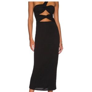 Ronny Kobo Sm Black Cutout Midi Dress